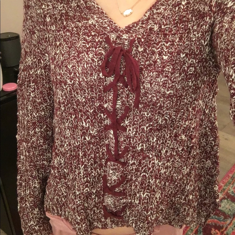Lace up sweater